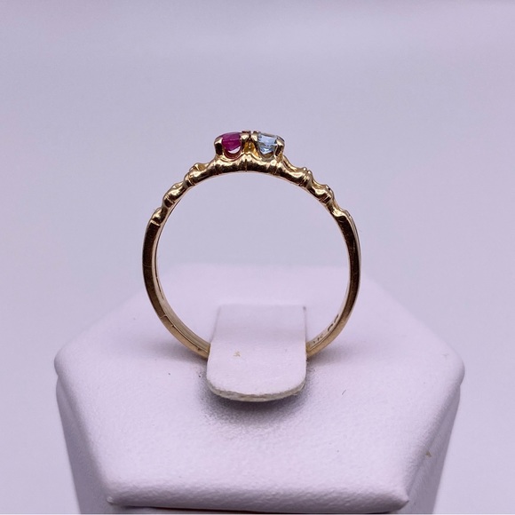10k yellow gold Ruby and sapphire ring - Picture 5 of 11